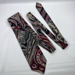 St Michael Marks & Spencer Vtg 90s Silk Multicolor Abstract Paisley Neck Tie